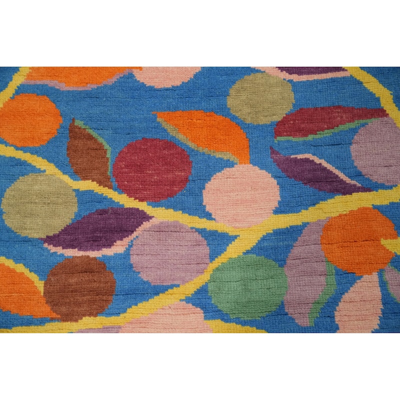 Hand Knotted Oriental 100% Wool Carpet Traditional Floral Navy Blue & Blues Art Deco Area Rug - 8' 0'' X 5' 3''