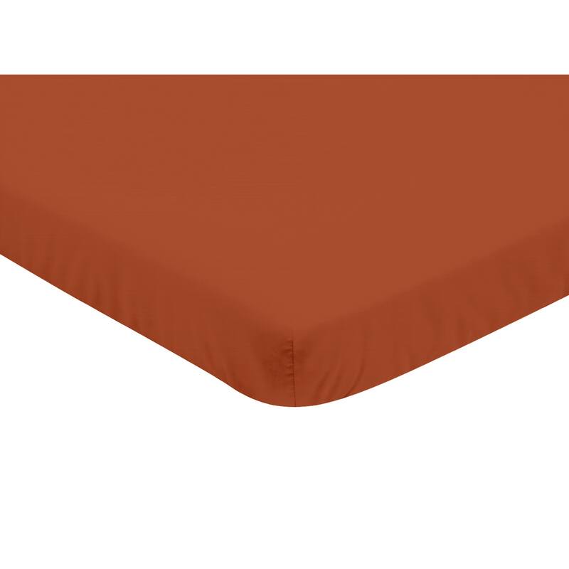 Sweet Jojo Designs Orange Boho Bohemian Girl Fitted Mini Portable Crib Sheet Burnt Rust Farmhouse Shabby Chic Designer Modern