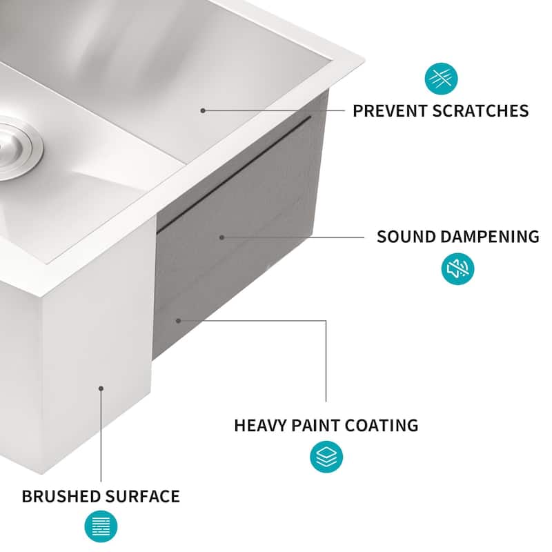 33 Inch Kitchen Sink Stainless Steel 18 gauge Apron Front Kitchen Sink - 33 x 20