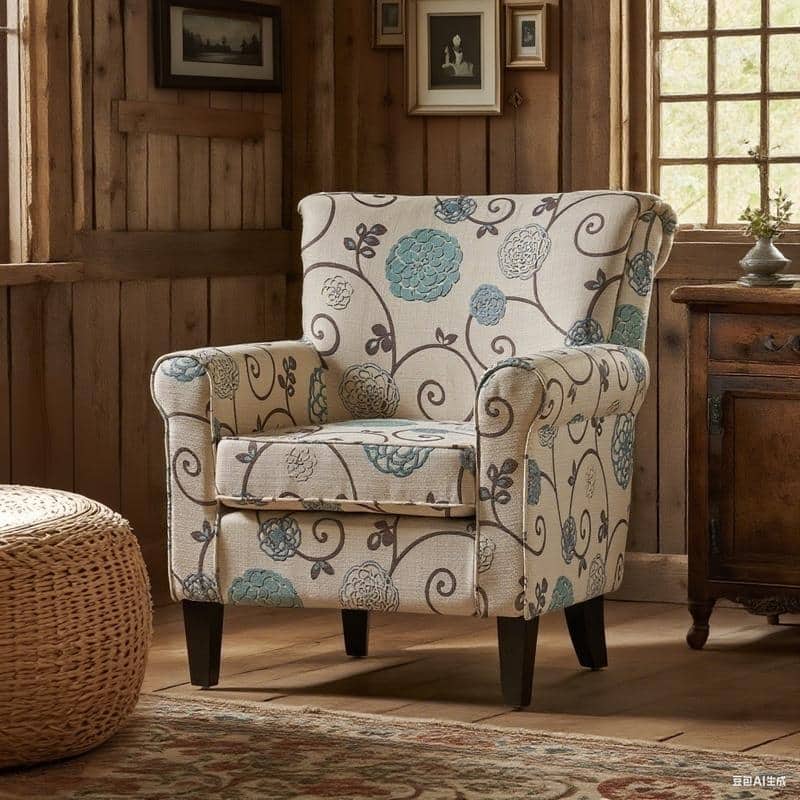 American Retro Printed Armchair, Single Sofa,Accent Chair