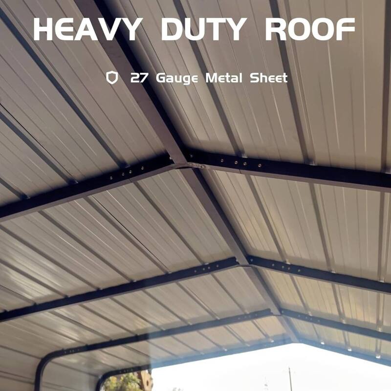 13' x 20' Metal Carport, Permanent Shelter for Cars, Boats, Trucks, and Tractors - 13X20 Ft