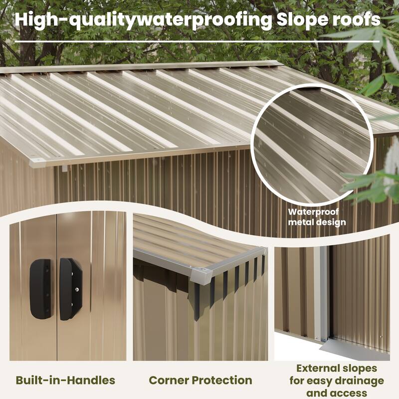 Outdoor Permanent Metal Storage Sheds for Gardening Tools, Patio Sheds Warehouse Vault