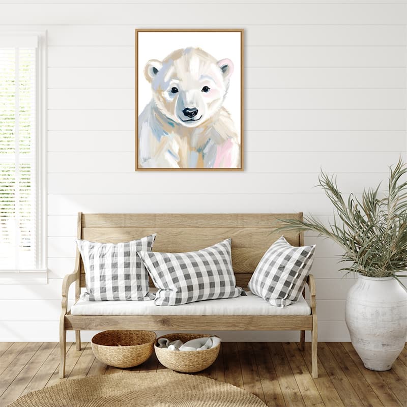 Polar Bear Cub by Ohkimiko Framed Canvas Wall Art