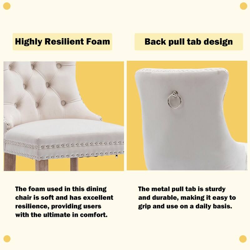 Contemporary Upholstered Velvet Barstools with Button Tufted Set of 2