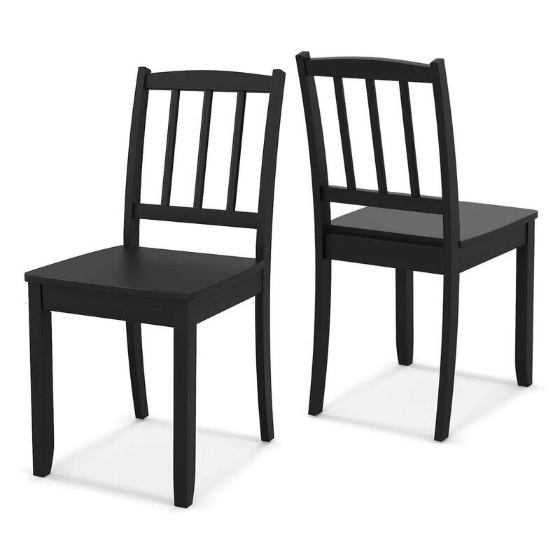 2-Pack Armless Side Kitchen Chairs w/ Curved Backrest - Black