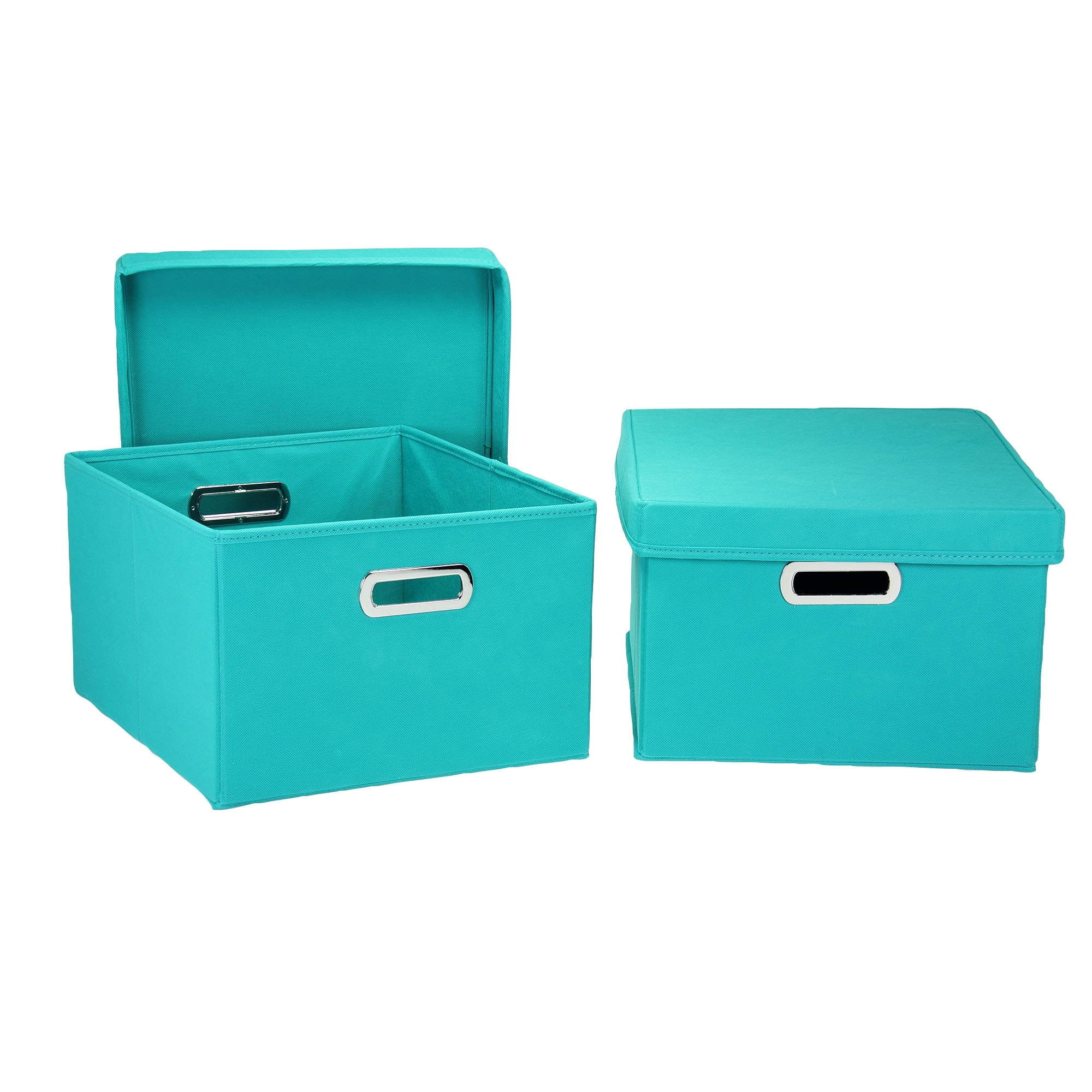 Storage Boxes with Lids and Durable Grommet Handles - 15.0"L x 13.0"W x 8.0"H