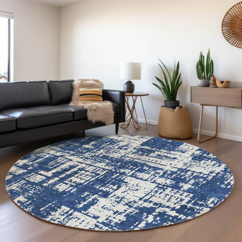 Premium Washable Super Soft Abstract Pixel Mayfield Rug - Navy - 8' x 8'