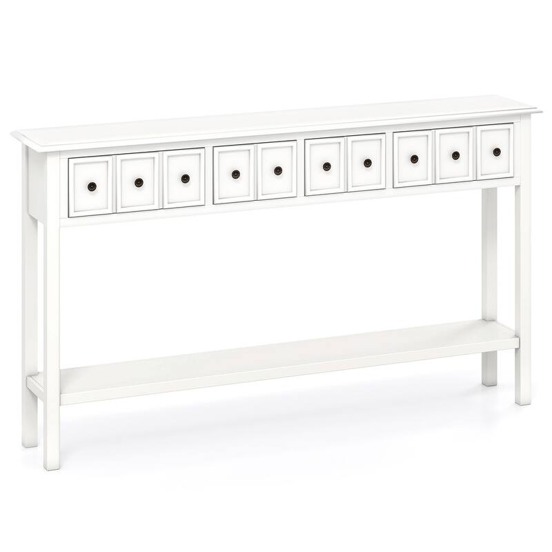 Gymax 60'' Long Narrow Console Table w/4 Drawers & Open Storage Shelf