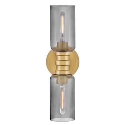 Lark 85612-SM Naomi 2 Light 5" Wide Vanity Light with Smoked Glass