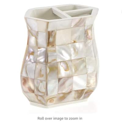 Creative Scents Milano Mother of Pearl Toothbrush Holder - Beige/Ivory - Ivory/Beige