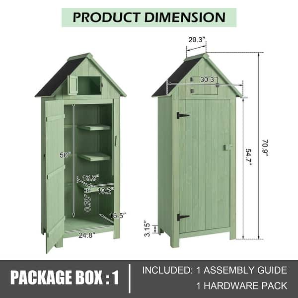 dimension image slide 2 of 4, Single Door Wooden Garden Storage Shed
