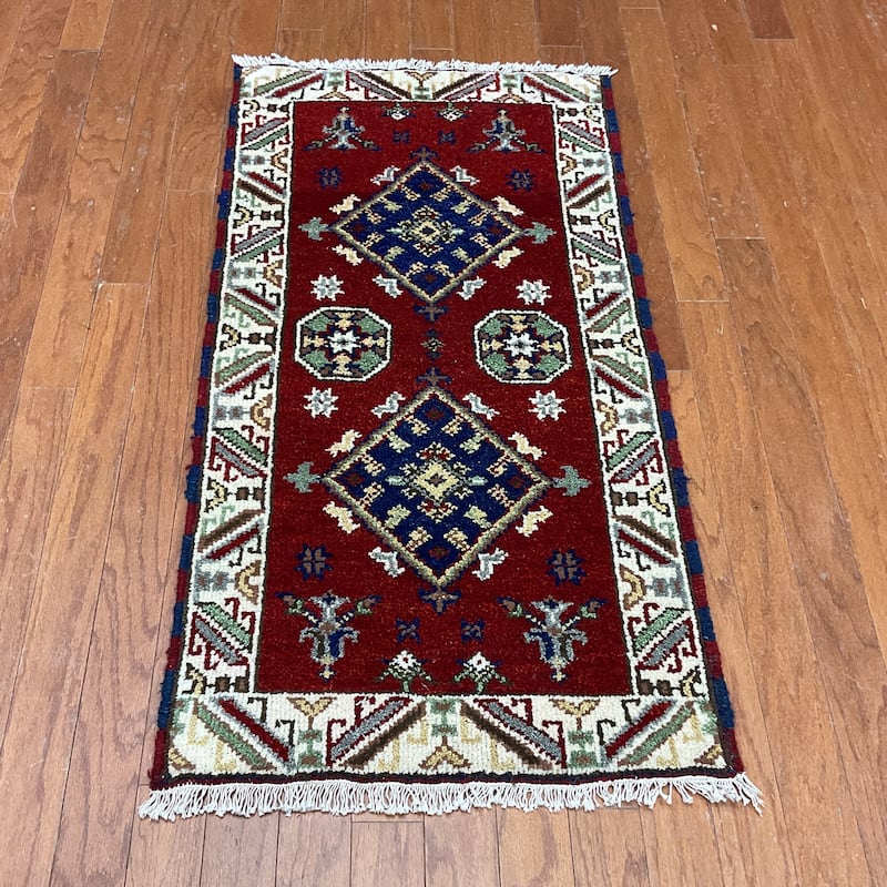 HERAT ORIENTAL Handmade Kazak Wool Rug - 2'1" x 4'