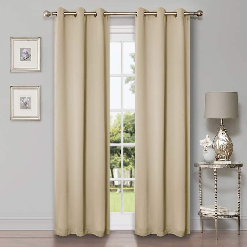 Superior Modern Solid Washable Room Darkening Blackout Curtains, Set of 2 Panels - 4PC- 42" x 108" - Ivory