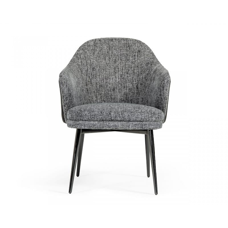 Modern Grey and Black Upholstered Wingback Dining Chair with Metal Legs - 26" x 24" x 32"
