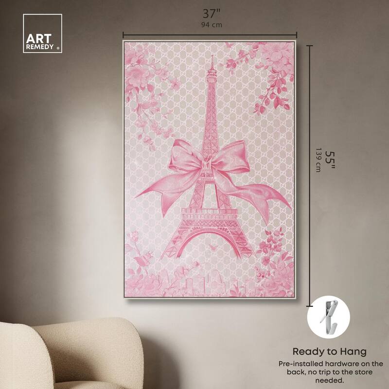Ribbon Eiffel Tower Canvas by Art Remedy