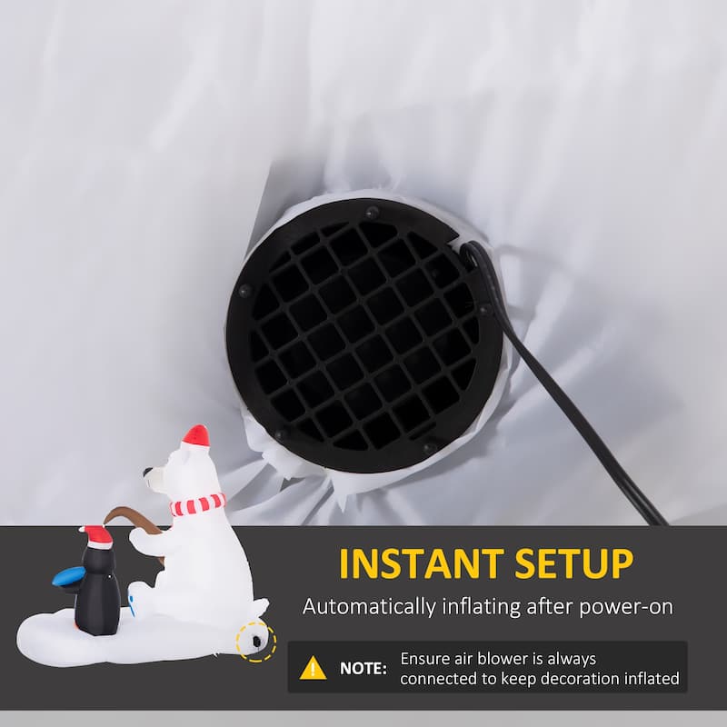 Outsunny 6ft Christmas Inflatable Polar Bear and Penguin with Blow-Up LED Display