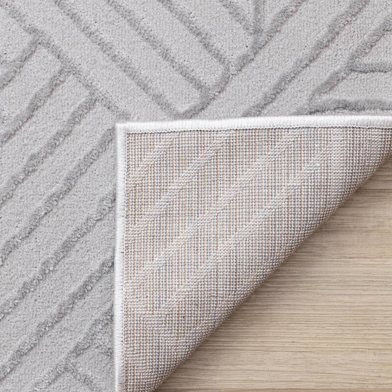 Ellie Collection - High-Low Textured Soft Polyester Grey Area Rug