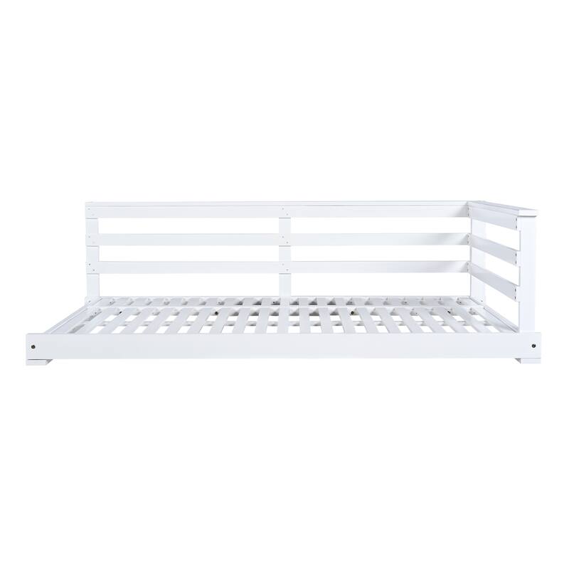 Patio Wooden Twin Size Swing Daybed Porch Swing Frame with 4pcs 96-inch Hemp Ropes for Backyard, Garden