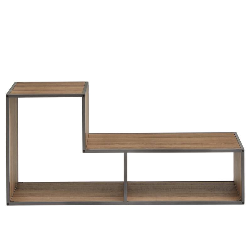 Shelby Natural Finish TV Stand with Silver Gray Metal Frame by iNSPIRE Q Modern