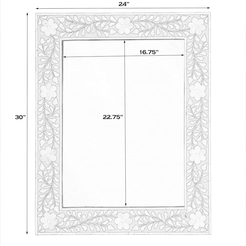 Handmade Butler Vivienne Bone Inlay Wall Mirror - Off-White - Off-White