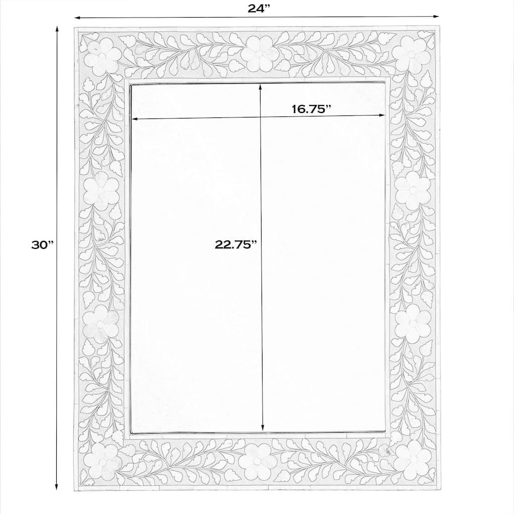 Handmade Butler Vivienne Bone Inlay Wall Mirror - Off-White