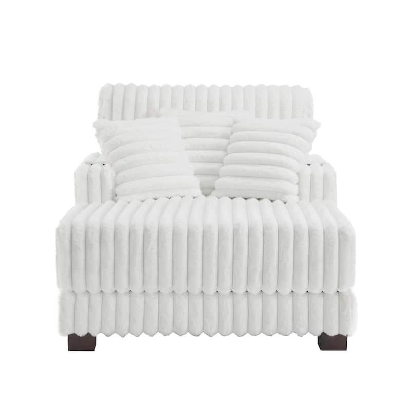 Modern Upgraded Plush Fabric Sofa Chaise Lounge with Pillows