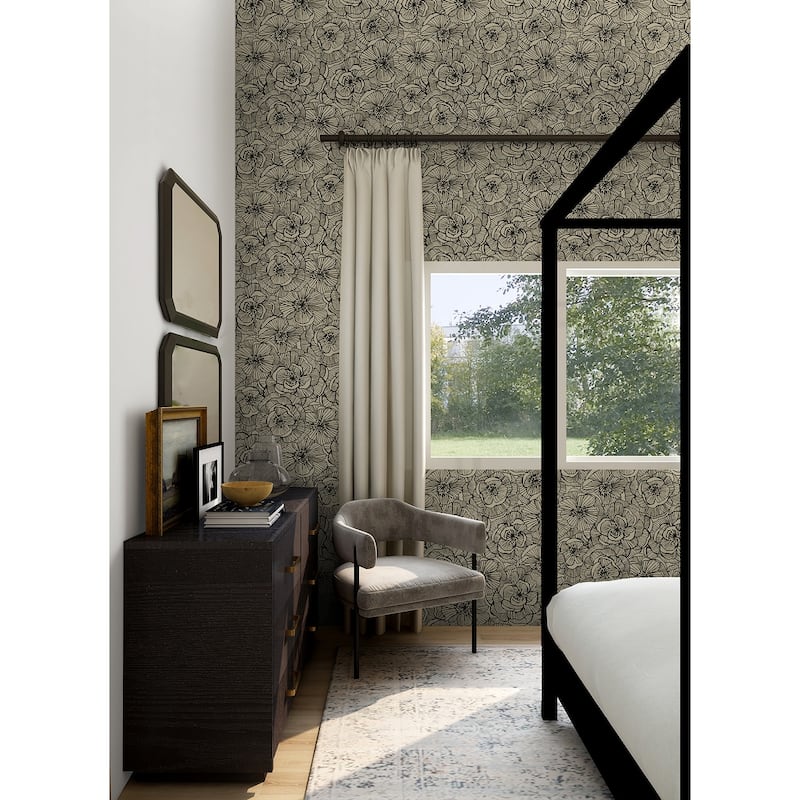 NextWall Ellie Graphic Floral Peel and Stick Wallpaper - 27 in. W x 18 ft. L