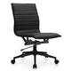Set of 2 Modern Office Chairs, Upholstered PU Leather Ribbed Armless Mid Back with Metal Frame, Adjustable Height, Tilt
