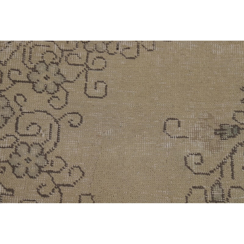 Tabriz Persian Vintage Area Rug Handmade Traditional Beige Wool Carpet - 9'6"x 12'10"