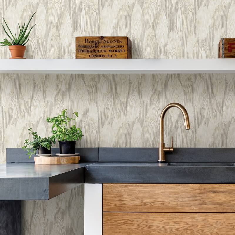 A-Street Prints Monolith Silver Abstract Wood Wallpaper