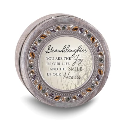 Curata Jeweled Resin Granddaughter Sentiment Round Music Box (Plays Wonderful World)