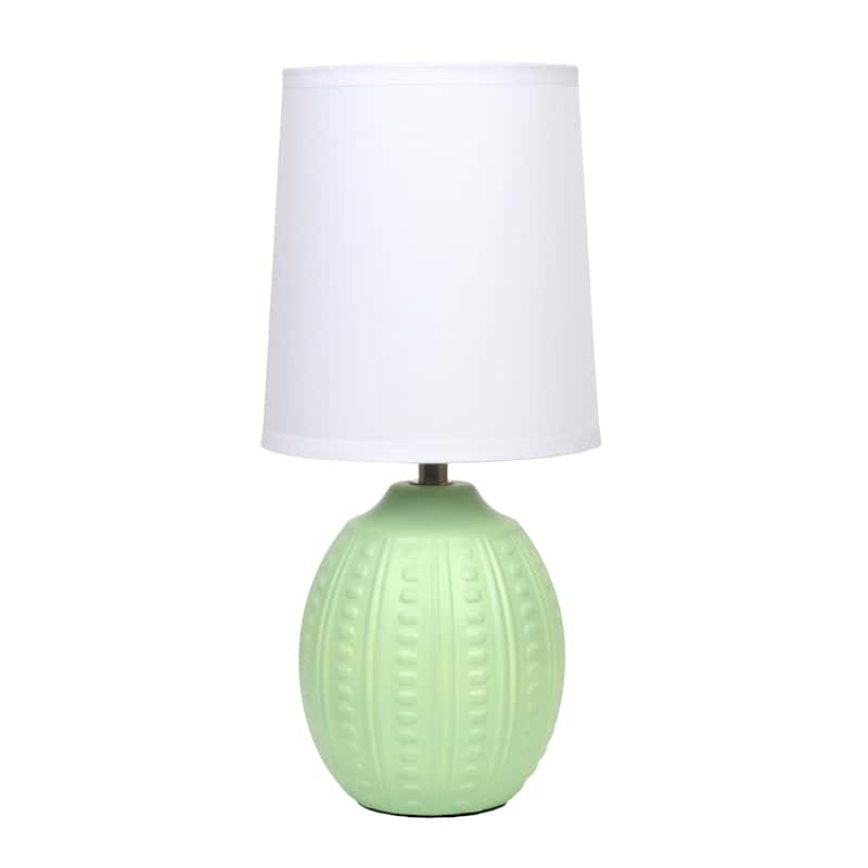 Ceramic Oval Table Lamp with Fabric Shade for Bedroom, Living Room - 6 x 6 x 13 in. (L x W x H) - Lime Green