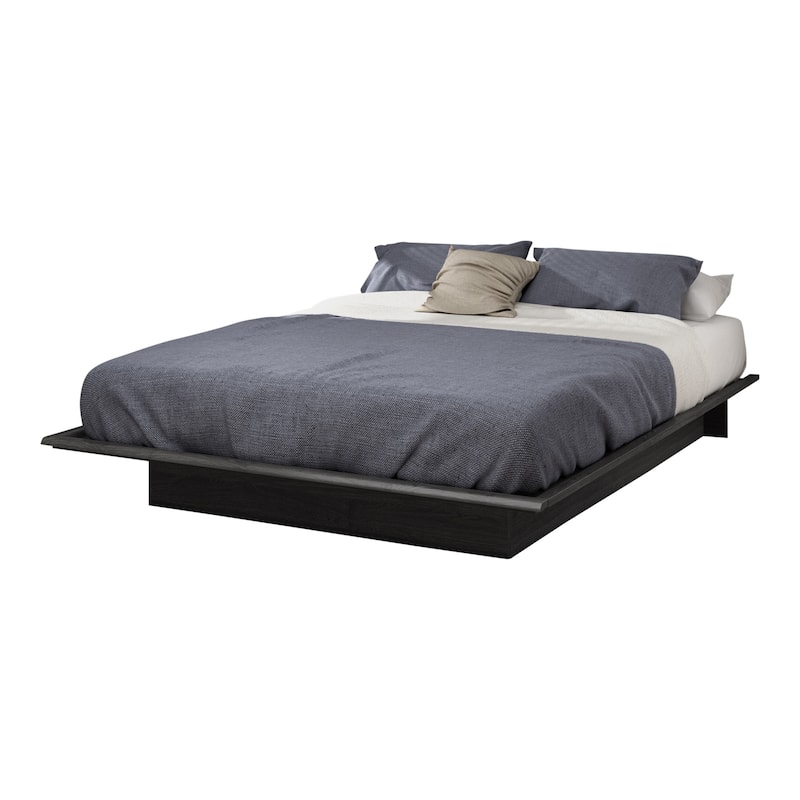 Gray Oak Platform Bed with Hidden Storage Base and Solid Sides for Sleek Modern Bedroom Organization