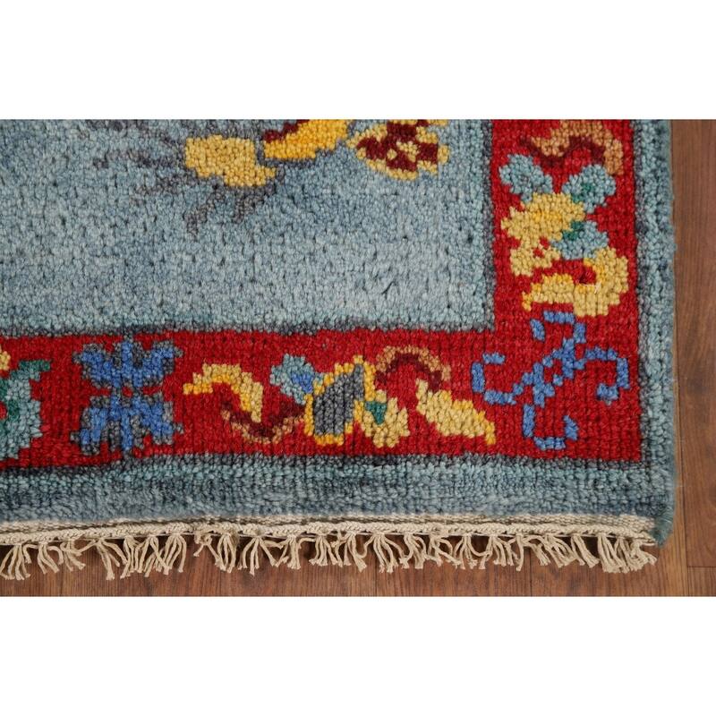 Hand Knotted Oriental 100% Wool Carpet Traditional Bordered Navy Blue & Blues Art Deco Area Rug - 3' 0'' X 2' 0''