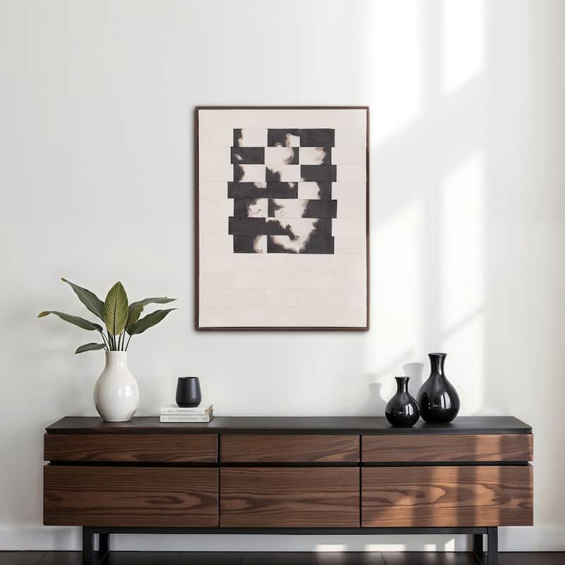 Canvas Art Wood Frame Abstract Design Modern Wall Decor - 40" Ivory - Wood - Ivory - 30" x 2" x 40"