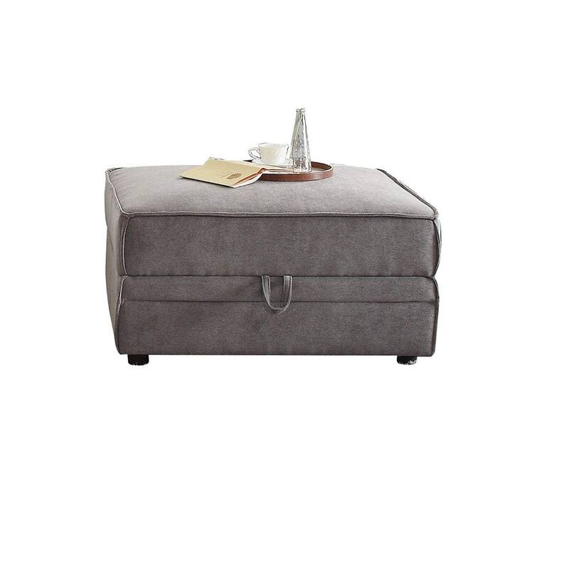 Gray Velvet Ottoman with Storage