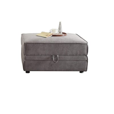 Gray Velvet Ottoman with Storage