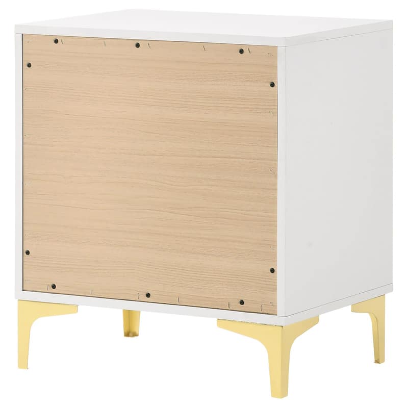 Rectangular Nightstand with 2 Drawers, Bedroom Storage Cabinet with Metal Handles, Accent Cabinet with Metal Legs