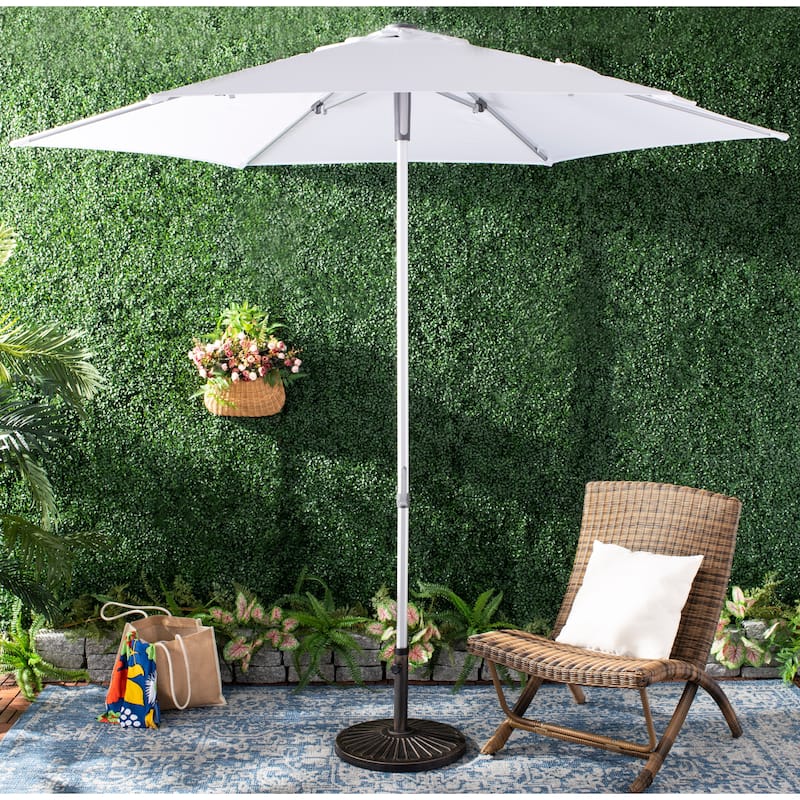 SAFAVIEH Bernd Aluminum Tilt And Crank 9-Foot Easy Glide Market Patio Umbrella, Base Not Included - White