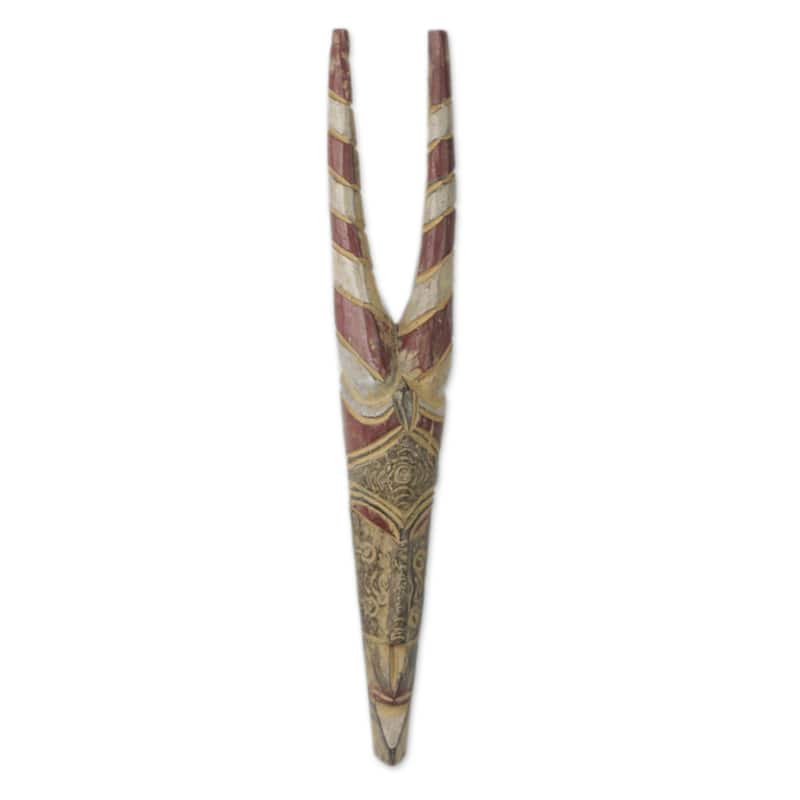 Novica Handmade Horns Of Strength African Wood And Aluminum Mask
