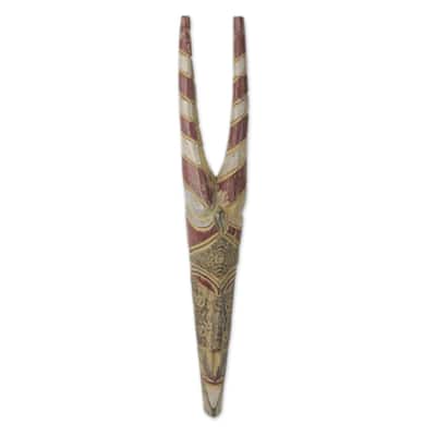 Novica Handmade Horns Of Strength African Wood And Aluminum Mask