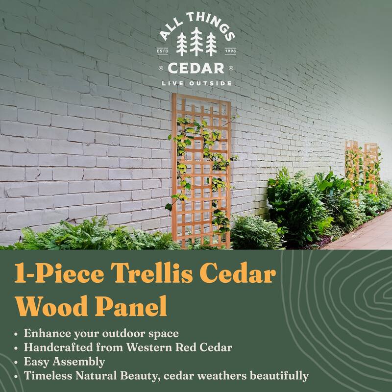 All Things Cedar 84"x33" Outdoor Single Trellis Handcrafted for Climbing Plants - 14
