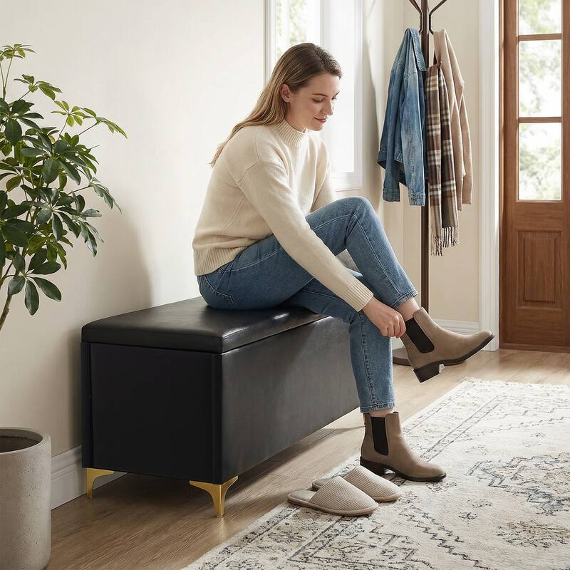 Heavy Duty 660lb Capacity Folding Storage Ottoman Bench