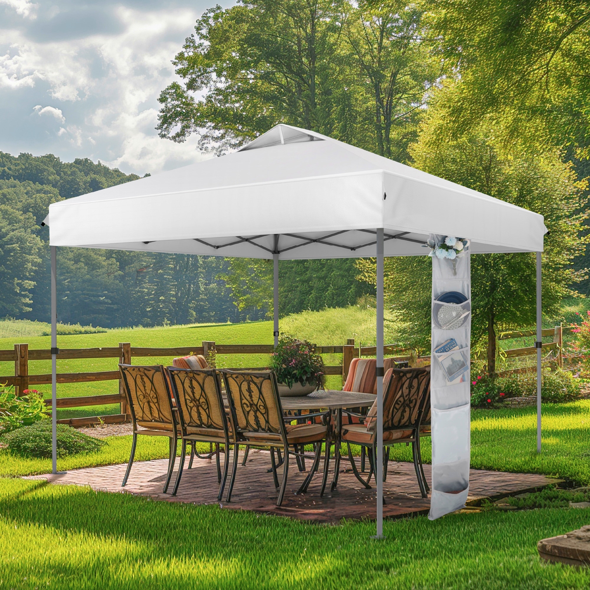 10' x 10' Pop Up Outdoor Canopy Tent Commercial Instant Reinforce Canopies with Wheel Carry Bag & Storage Pocket