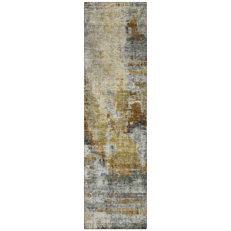 Machine Washable Indoor/ Outdoor Abstact Contemporary Chantille Rug