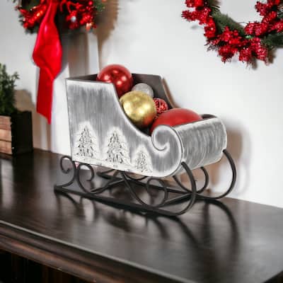 Gray Galvanized Metal Holiday Sleigh Display Piece