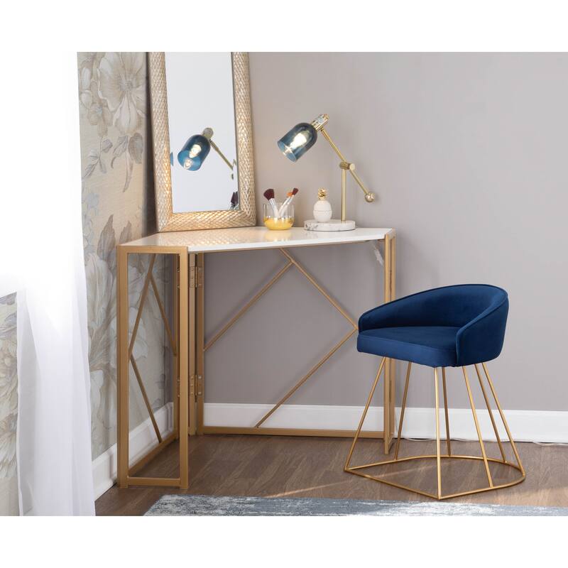 Silver Orchid Haid Velvet Upholstered Vanity Stool