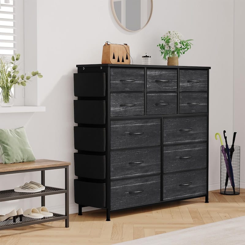 5 Drawer Fabric Dresser with Wooden Top,Large Storage Space