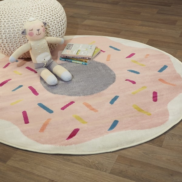 slide 2 of 10, Mod-Tod Donut Kids Area Rug 3'11" Round - Pink