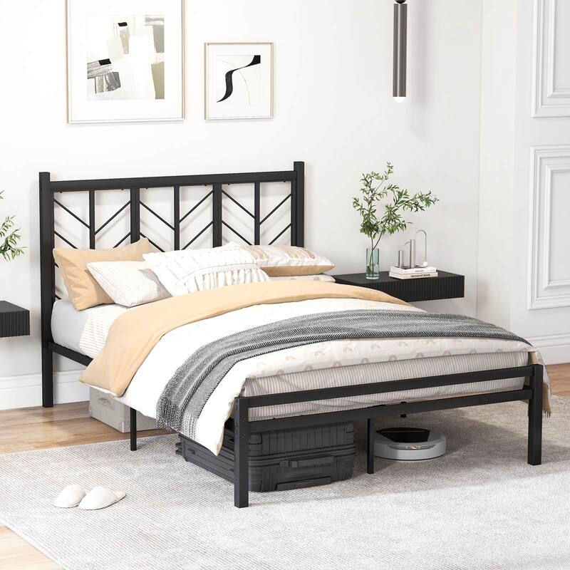 Costway Twin/Full/Queen Size Platform Bed with Headboard 11.5" Under - Full